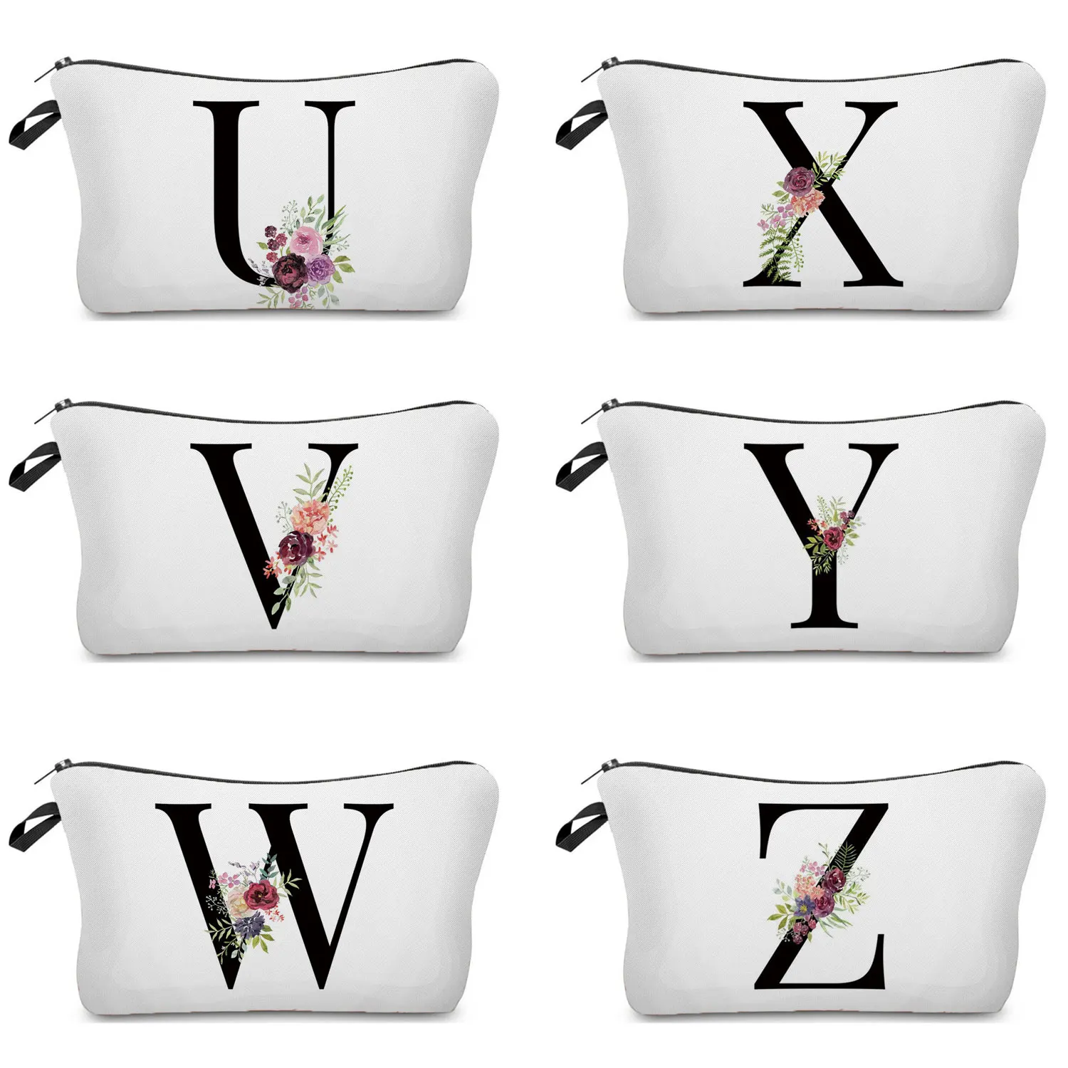 

Bridesmaid Makeup Bag Flower Alphabet Printed Storage Bag Cosmetic Bags for Bride Bridesmaid Proposal Gift Beautiful Women's Bag