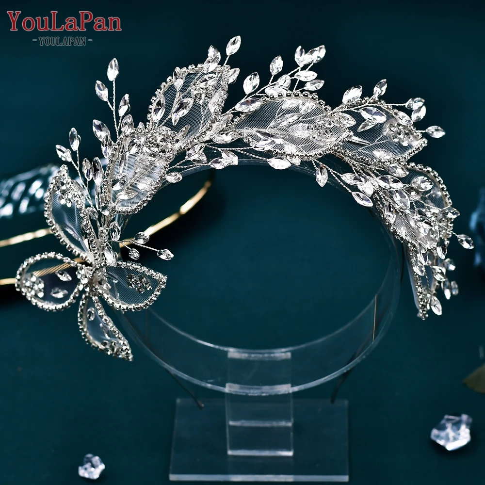 TOPQUEEN Lace Leaves Headband Bridal Wedding Hair Accessories Fashion Woman Crystal Headwear Rhinestone Jewelry Headdress HP604 topqueen rhinestone headband bridal wedding headwear woman handmade crystal flowers hair accessories bride jewelry head hp616