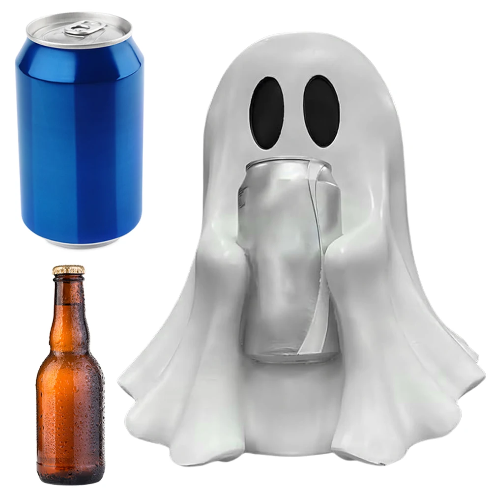 Halloween Ghost Can Holder Spooky Decor Drink Holder Spooky Resin Drink Holder Ghost Beverage Holder for Home Bedroom Kitchen