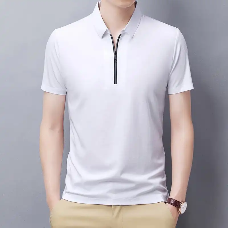 

Fashion Men's Ice Silk POLO Shirt men-s-top White