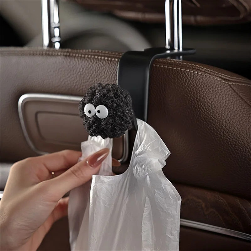 Cute Little Coal Ball Car Seat Back Hook Portable Auto Back Seat Organizer Hanger Storage Holder Auto Interior Accessories 3