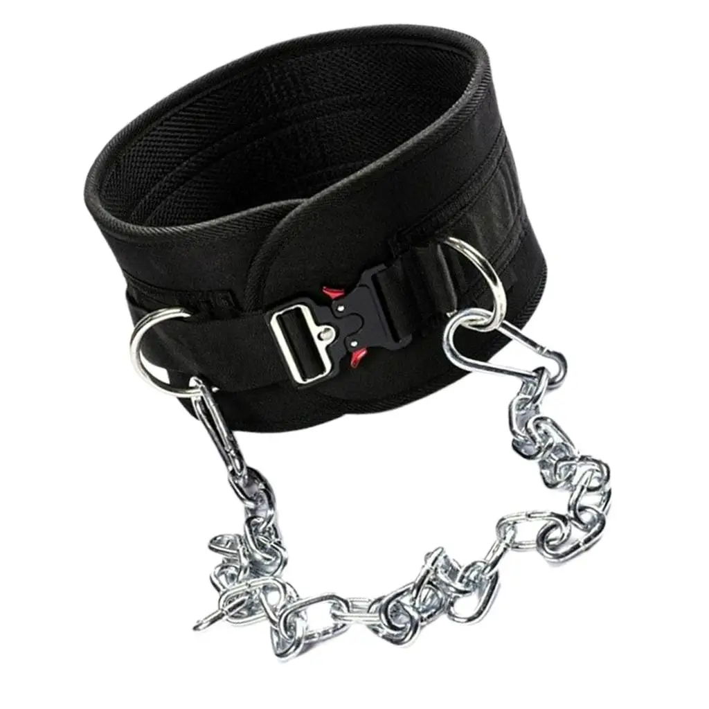 Thick Dipping Belt with Chain with Buckle Comfortable Waist Support Wide for Pull up Training Workout 