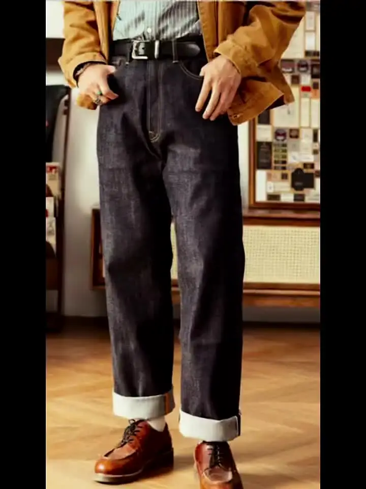 赤いトルネード55501リラックスストレートフィット男性用ジーンズ生