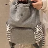 Striped Korean Style Gray Backpacks Rabbit Ears Design Casual Bags Large Capacity Student Tote Bags Versatile Backpack For Women 4