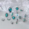 Long-lasting Rings Bohemia Rings Vintage Bohemian Adjustable Ring Set with Cactus Sun Shape Faux Turquoise Knuckle Rings for Her 2