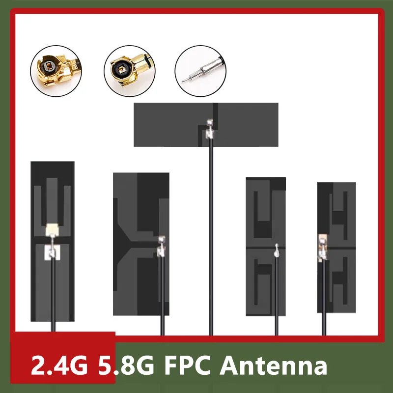 10개 듀얼 밴드 2.4GHz 2.4G 5GHz 5.8G WiFi 안테나 PCB 보드 옴니 고이득 8dBi 내장 FPC 패치 안테나 (U.fl 커넥터 포함)