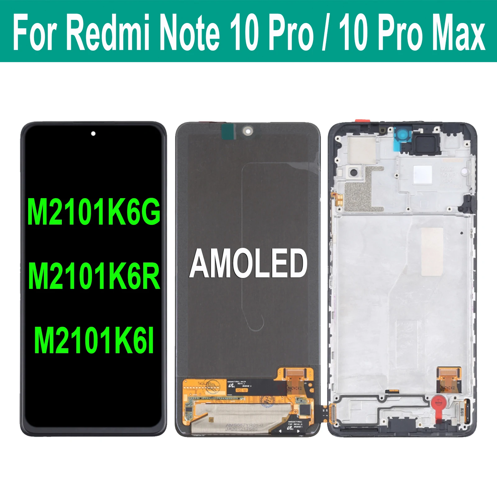 

6.67" Original AMOLED For Xiaomi Redmi Note 10 Pro Max M2101K6I M2101K6G M2101K6R LCD Display Touch Screen Digitizer Assembly