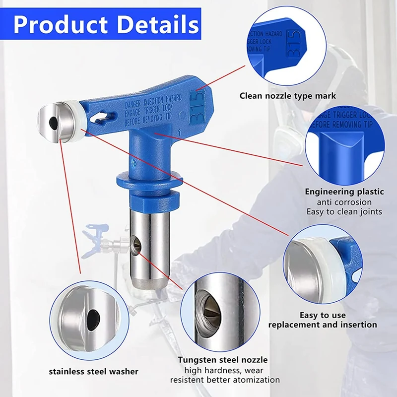 Airless Paint Nozzles Set,Reversible Spray Tips Airless Paint Sprayer Nozzle Tips Airless Sprayer Spraying Machine Parts portable spray gun