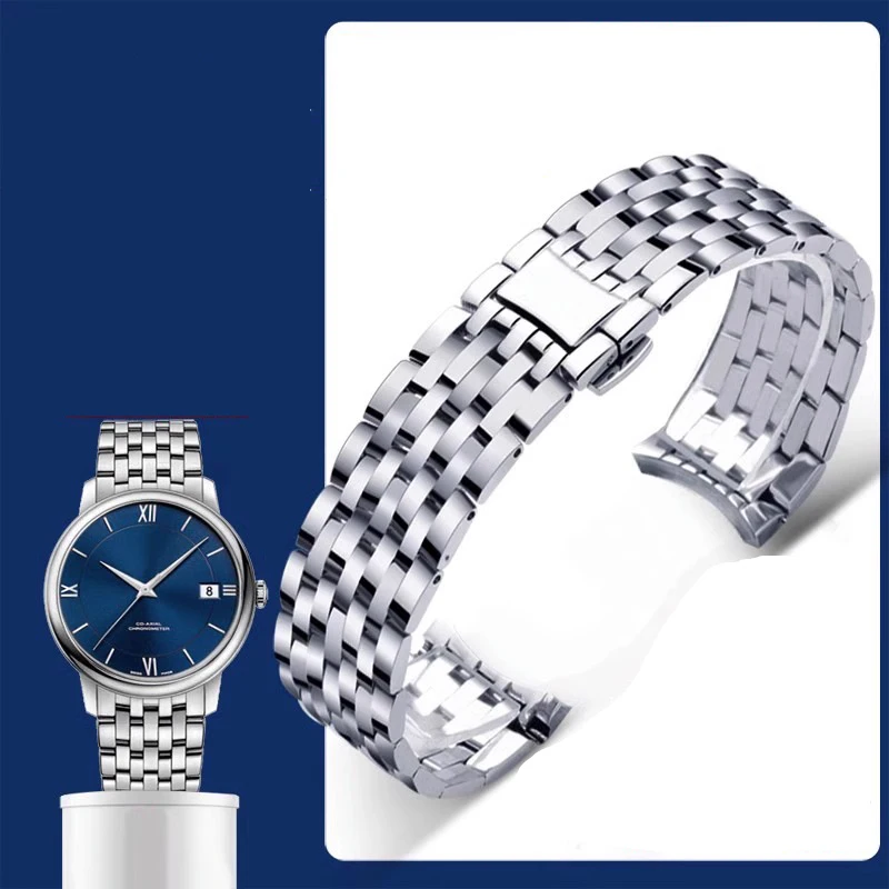 Catena Per Orologi In Acciaio Di Precisione Solida Per Omega Deville Series 424.10 Fibbia A Farfalla Per Cinturino Da Uomo E Da Donna Bracciale Da 20M