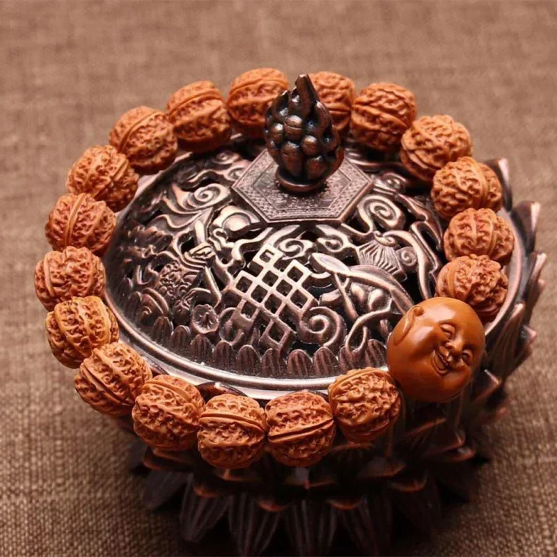 

Pattern Jingbaleng Dragon-Veined Peach Pit Carved Bracelet Perfect Circle Stump Orange Leather Lantern