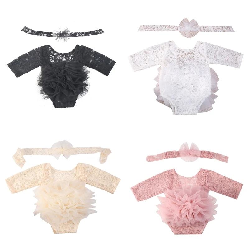 

Baby Mesh Romper Newborn Romper with Headband Comfortable Wearing