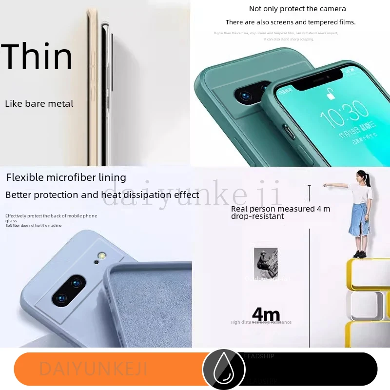 Shockproof Liquid Silicone Phone Case with Holder and Screen Protector - Soft Cover Design