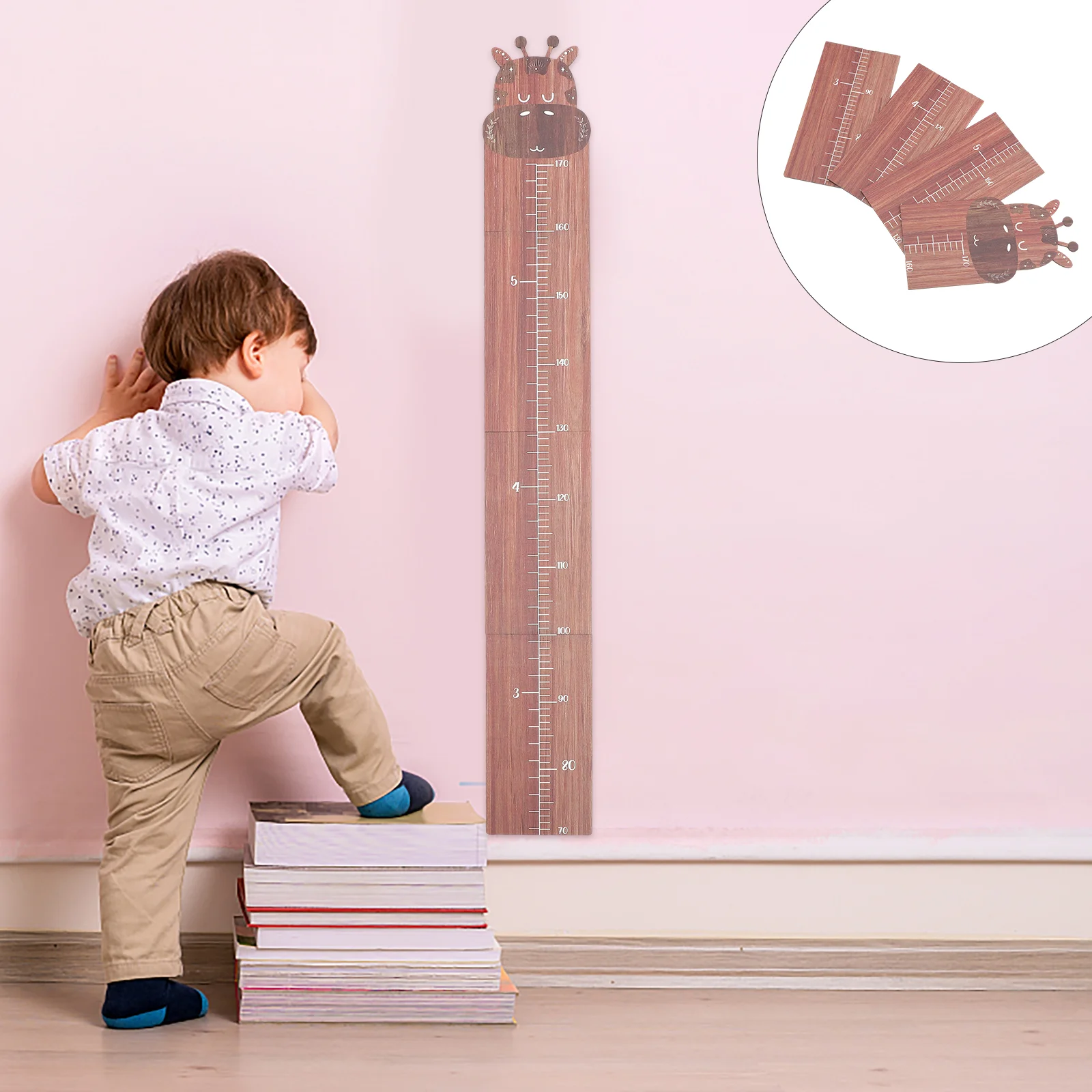 

Giraffe Height Measurement Wall Sticker Growth Chart for Kids Wooden Child Playroom Decor Home