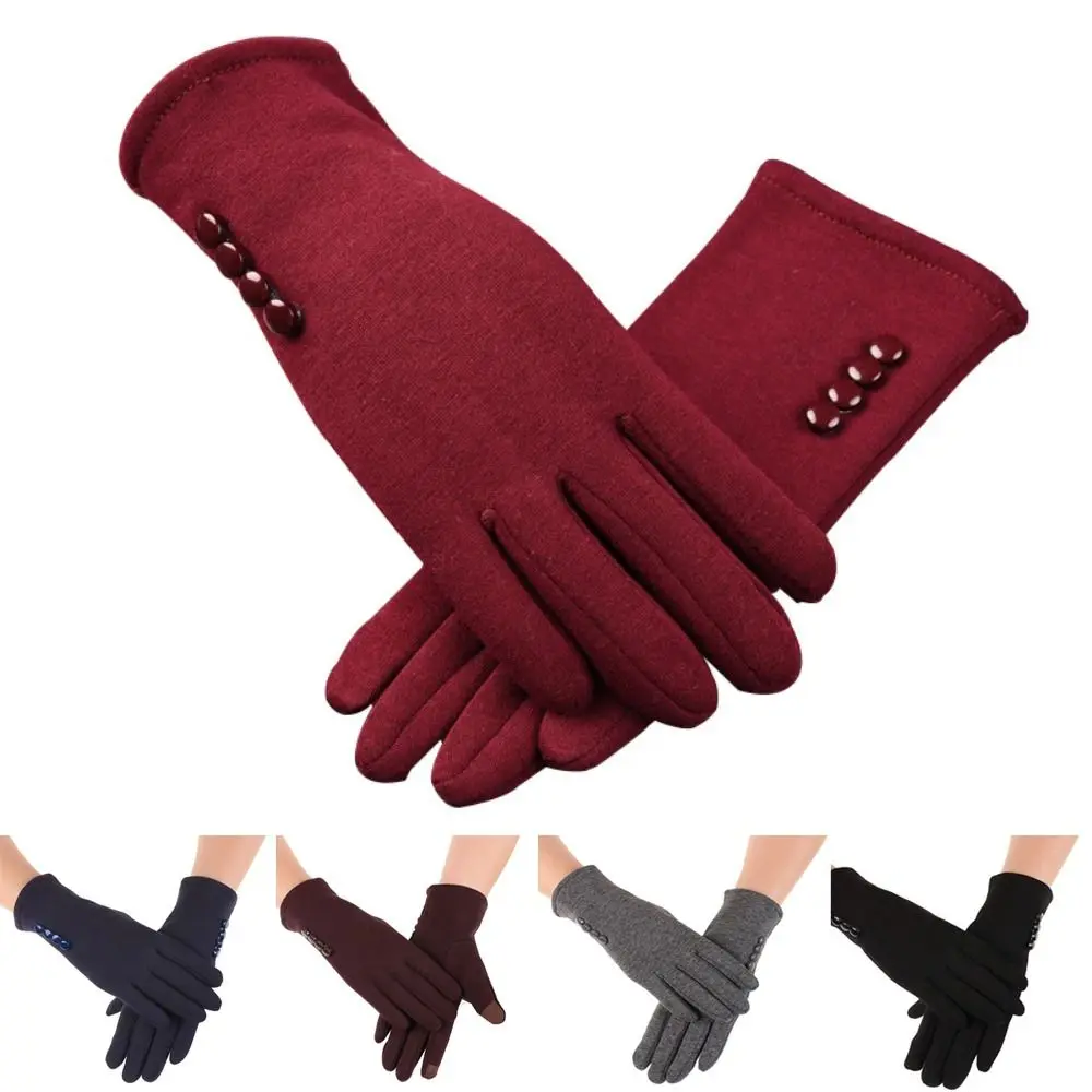 

Fleece Full Finger Mittens Riding Driving Gloves Thick Plush Solid Color Touch Screen Gloves Warm Golves Outdoor Sport