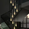 Modern Villa Chandelier Household Hanging Light Duplex Golden Loft Chandelier Minimalist Creative Crystal Staircase Pendent Lamp 4