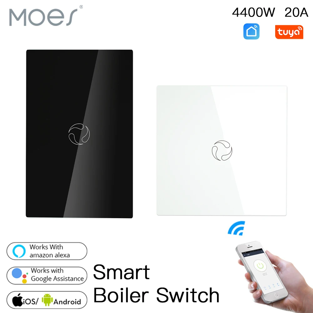 Wifi Smart Boiler Switch Scaldabagno Smart Life Tuya App Telecomando Amazon Alexa Echo Google Home Controllo Vocale Pannello In Vetro