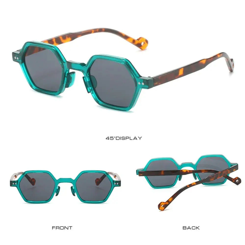 Trend ige klare Ozean linse Polygon quadratische Sonnenbrille quadratische UV400 Sechseck Sonnenbrillen Nieten Sonnenbrille für Frauen & Männer – Detail 9