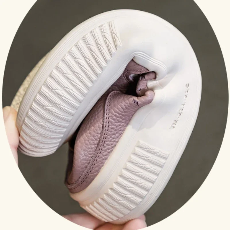 3.5cm Cow Genuine Leather Women Oxfords Breathable Shoes Flats Comfy Hollow Chunky Sneakers Spring Platform Wedge Loafer 3