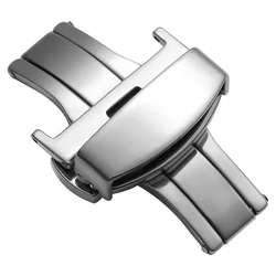 Premium Stainless Steel Butterfly Clasp Watchband Buckle with Push - Button Deployment - Versatile Strap Accessory - 20mm (Silver)