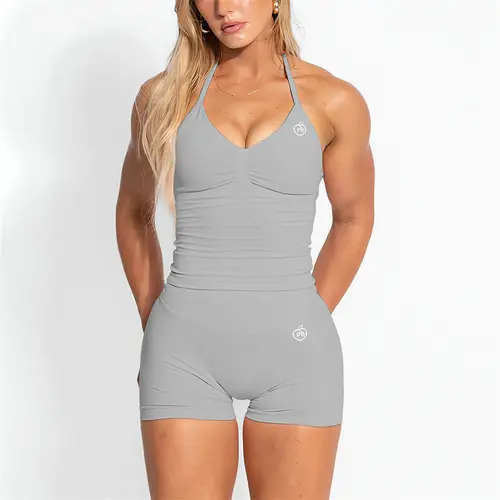 Bum PB Women Sports Yoga Suit Balance Scrunch Shorts Sets Gym Fitted Halter Built-in Bra With Cups Leggings Sets - Image 26