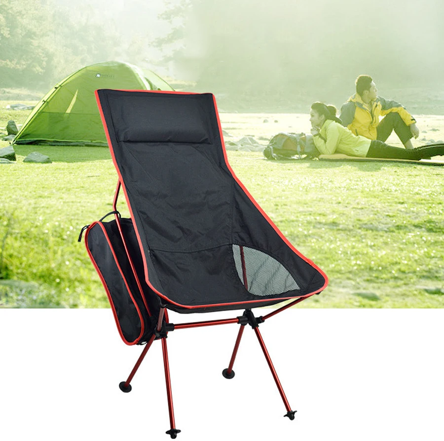 Portable Beach Chair Folding Lounge Backrest Camping Chairs Carry Bag Lightweight Fishing Picnic Travelling Tools