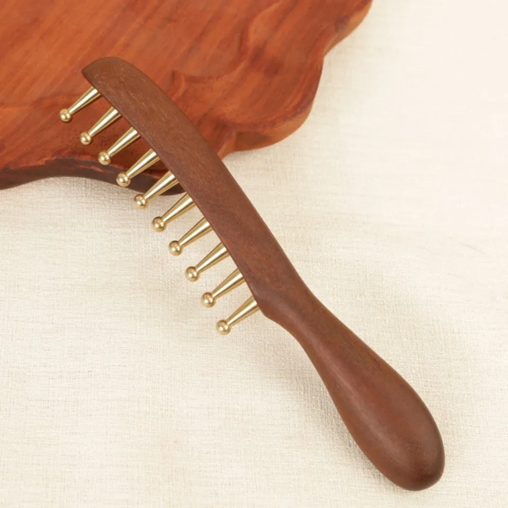 Reduce Puffiness Sandalwood Massager Comb Natural Material Skin Scraping Brass Meridian Comb Traditional Long Hair