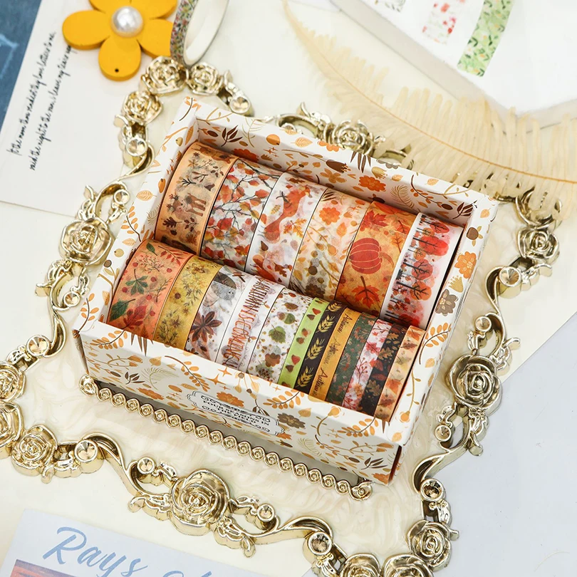 18Pcs Four Seasons Washi Tape Scrapbooking Supplies Washitape Flowers Diary Decoration Cinta Adhesiva Decorativa Washi Tapes 4