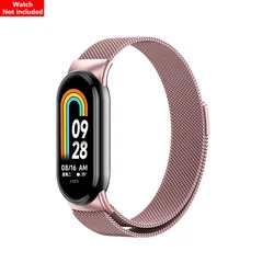 Elegant Milanese Stainless Steel Mesh Adjustable Watch Band - Xiaomi Band 8 9 10 (Rose Pink)