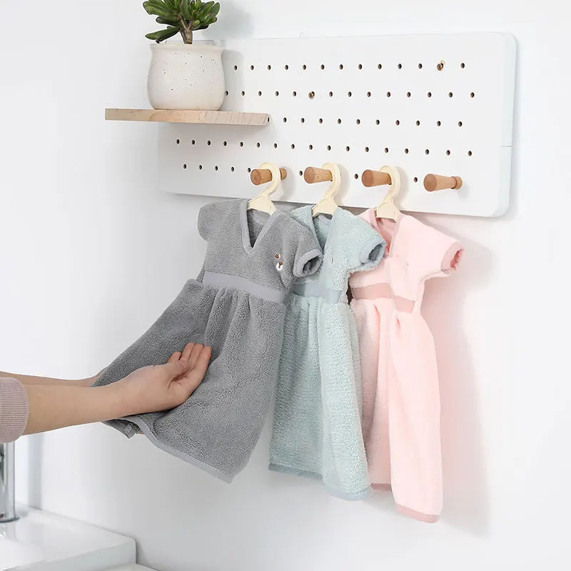 

Drying Quick Hand Towel Lovely Dress Super Absorbent Microfiber Fabric Coral Velvet Bathroom Kitchen Hanger Towels for Chirdren