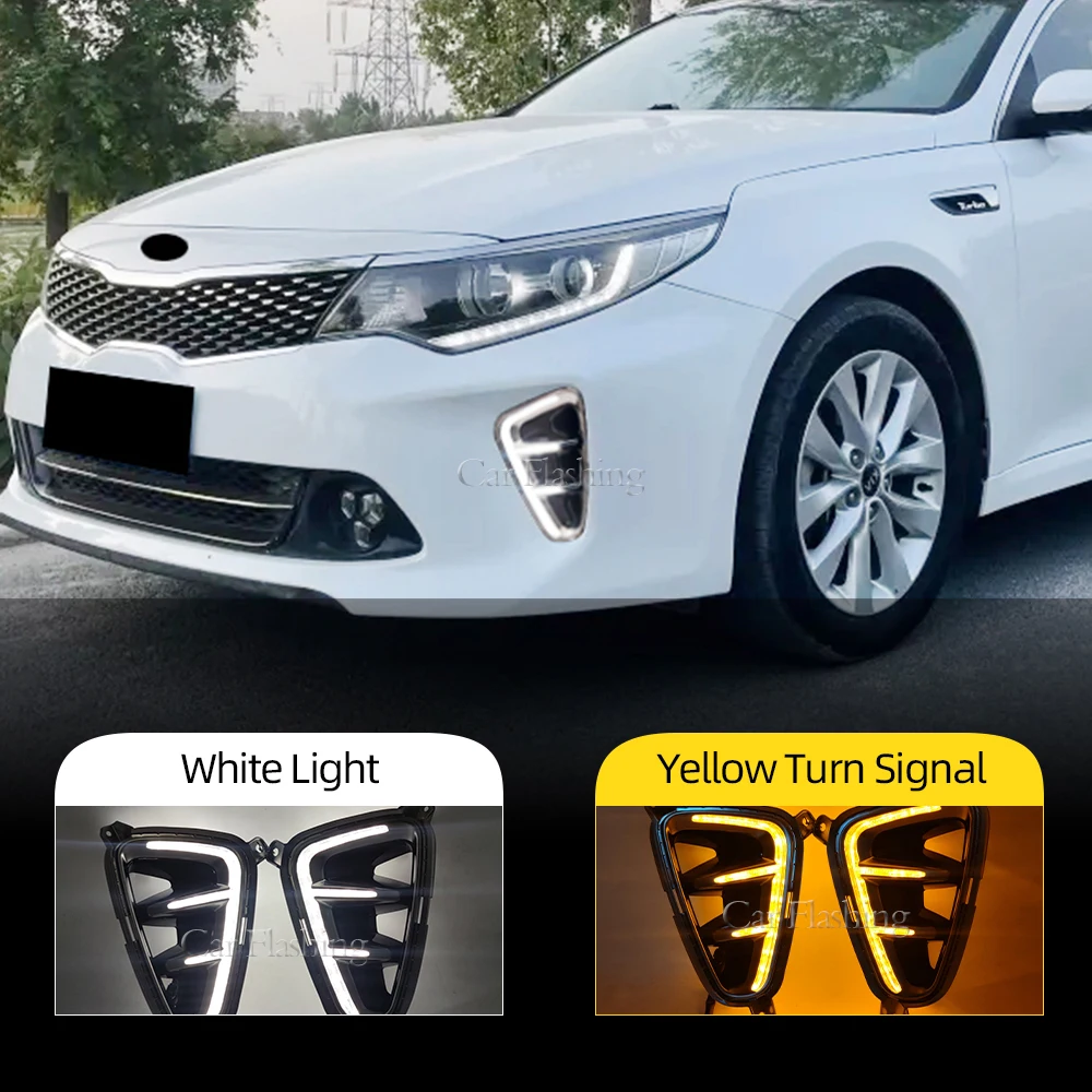 thumbnail image 1 of Luz LED DRL de circulación diurna intermitente para coche, lámpara antiniebla para Kia K5 Optima 2016 2017, luz de conducción automática con señal de giro amarilla, 1 of 4