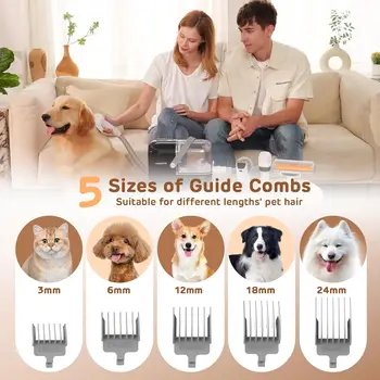 Dog Grooming Vacuum Kit, 7 Pet Grooming Tools, for Shedding Grooming at Home with Low Noise Electric Clipper and Brush 2