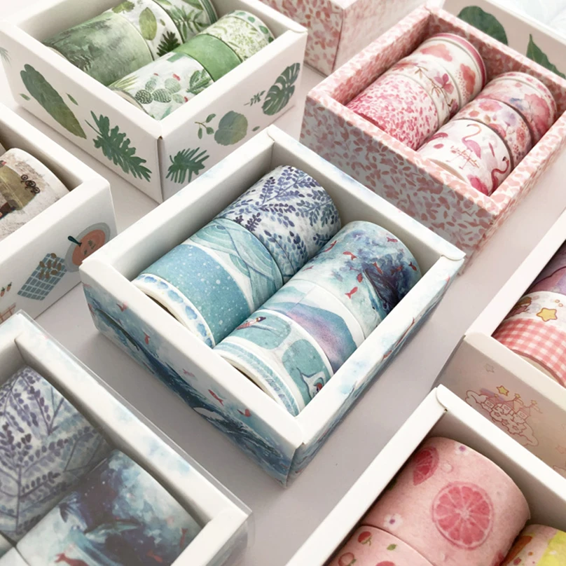 Ocean Washi Tapes Scrapbooking Supplies 8Rolls Masking Tape Basic Diary Decorative Adhesive Tape Kawaii Stationery Washitape 2