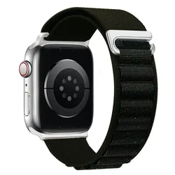 Premium Alpine Loop Nylon Strap for Apple Watch Band - Durable and Stylish Bracelet Watchband (25 Black shiny)