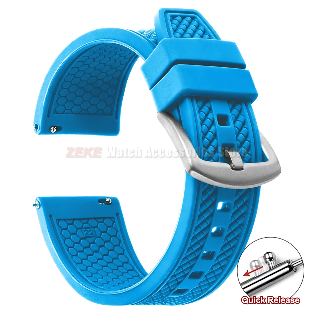 Universal Sports Silicone Watchband - 20mm/22mm Waterproof Rubber Strap