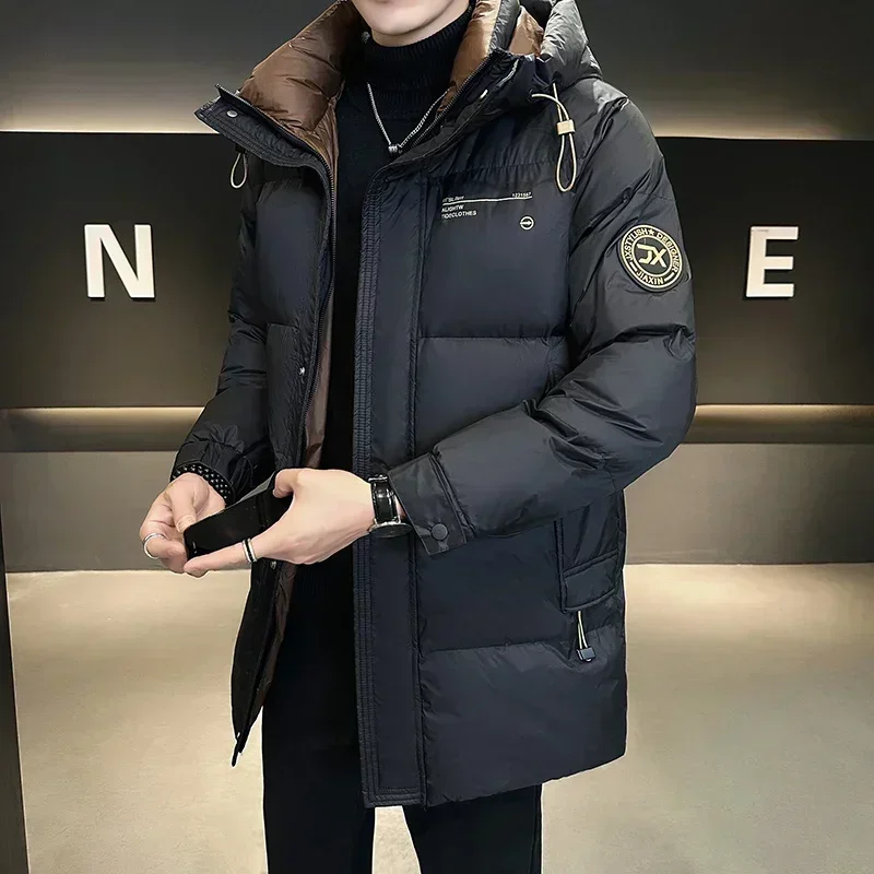 thumbnail image 1 of Chaqueta larga de invierno para hombre 2024, nueva ropa de diseñador, abrigo con capucha súper grueso, chaqueta larga de invierno de lujo, 1 of 4
