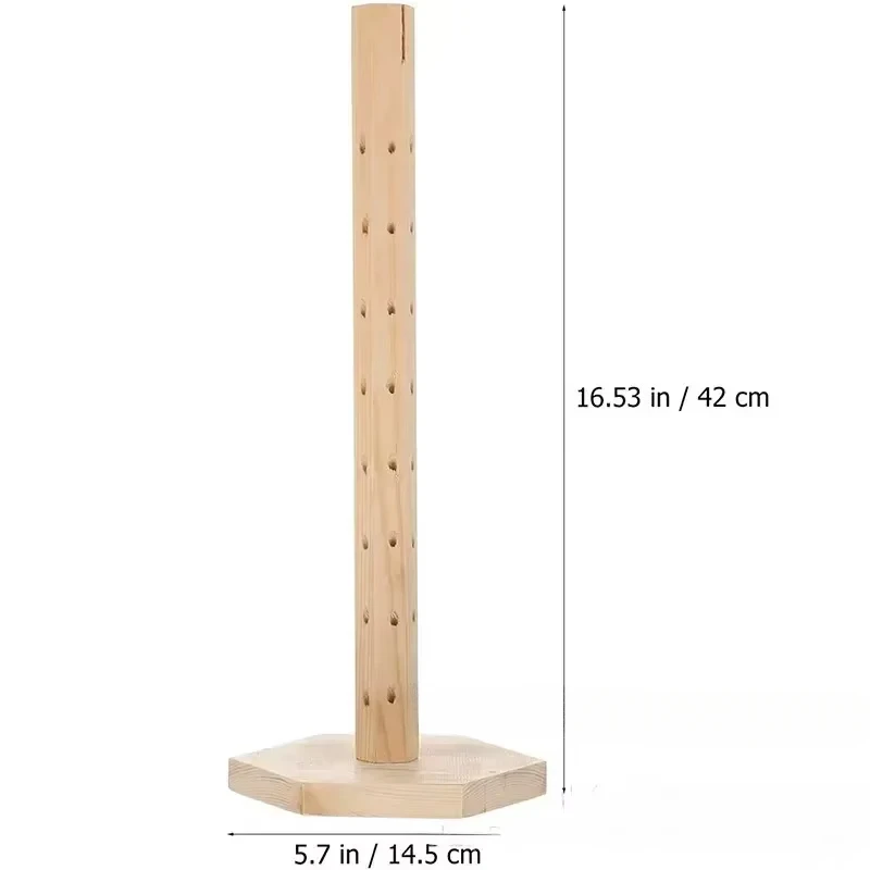 1pc Wood 360° Rotate Lollipop Holder Decorative Round Hole Earrings Display Stand Candy Holder 360 ° Lollipop Display Earrings 6