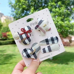 Plaid Hair Clips Set for Girls - Cartoon Animal Hairpins & Princess Bows Barrettes (15)