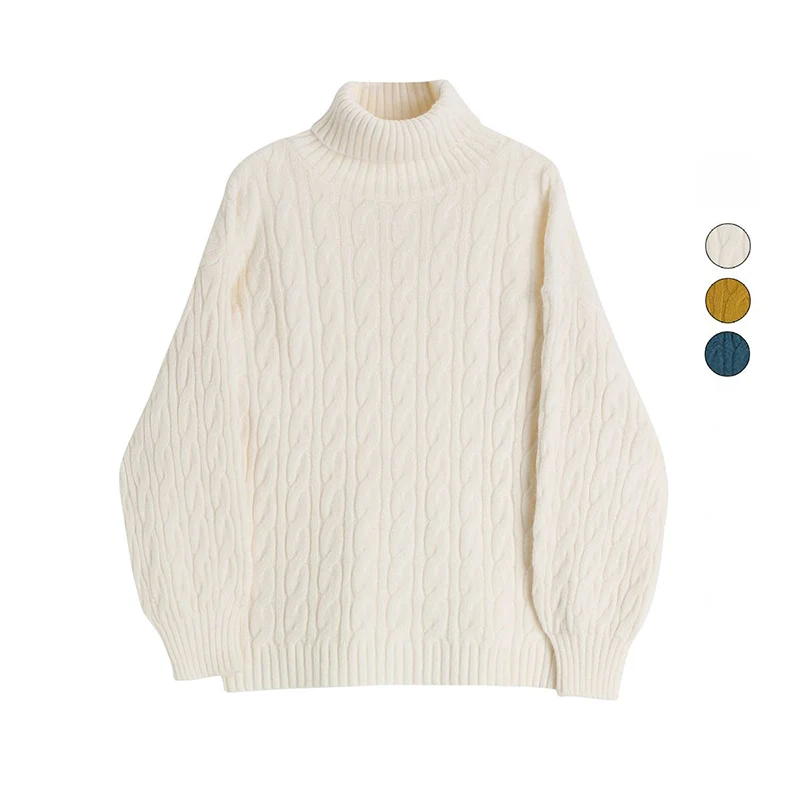 

Winter Half High Collar Pullover Turtle Neck Sweater Cable Knit Soft Fabric Top