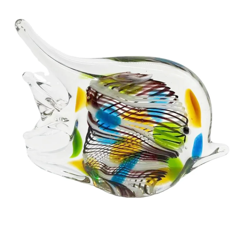 

Hand Blown Colorful Strip Fish Glass Art Sculpture for Home Decor