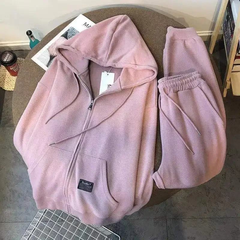 Long Sleeve Loose Casual Add Size Women Clothing Set Tops Hoody Ladies Sweatshirt Autumn Outfits Oversized Hoodies Suit Coat