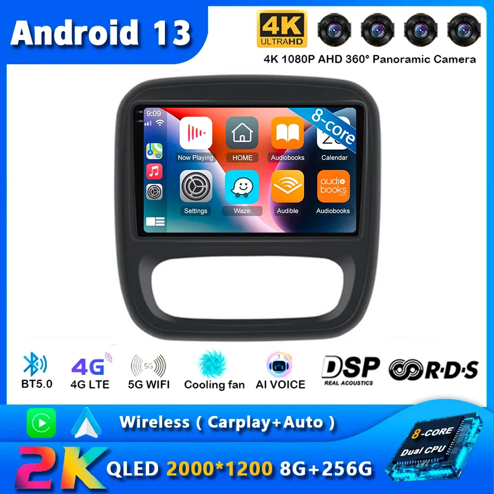 

Android 13 For Renault Trafic 3 2014 - 2021 For Opel Vivaro B 2014 - 2018 Car Player Auto Radio Multimedia GPS Video Cam Dash BT