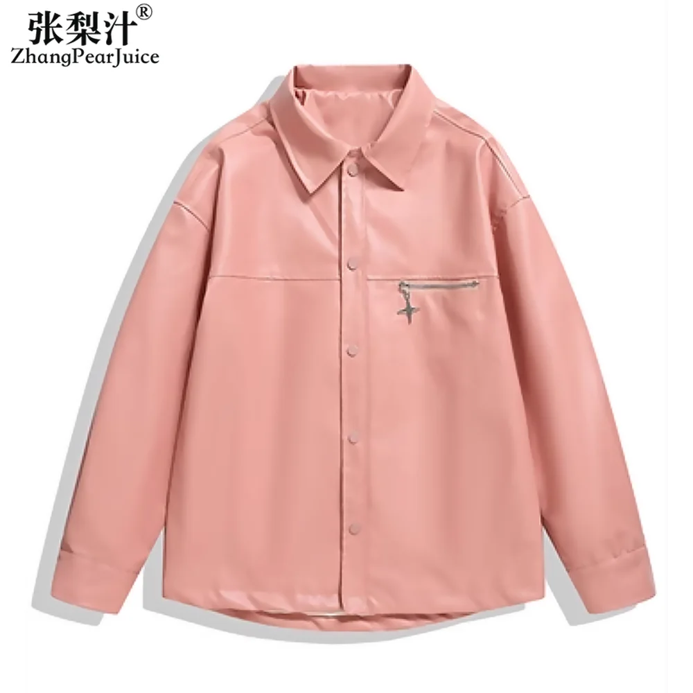 

2023 Spring Autumn New Men PU Leather Jacket Loose Trend Coat Male Slim Fit Fashion High Quality Leather Coats Men's Clothing