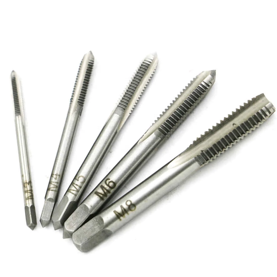 

5PCS/Set HSS M3 M4 M5 M6 M8 Machine Spiral Point Straight Fluted Screw Thread Metric Plug Hand Tap Drill Set Hand Tools