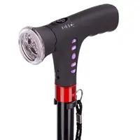 Hiking Adjustable Folding Cane With Alarm LED Light Radio And Cushionable Handle Safety Outdoor Walking Stick Emergency Tools 2