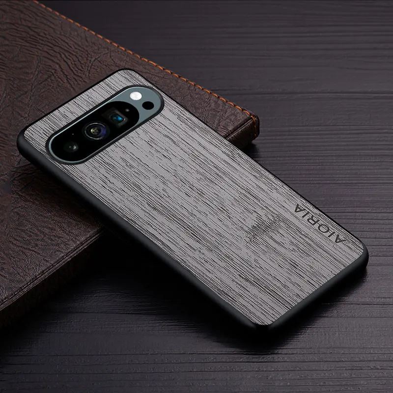 Luxury Bamboo Wood Pattern Leather Case for Google Pixel 9 Pro 5G