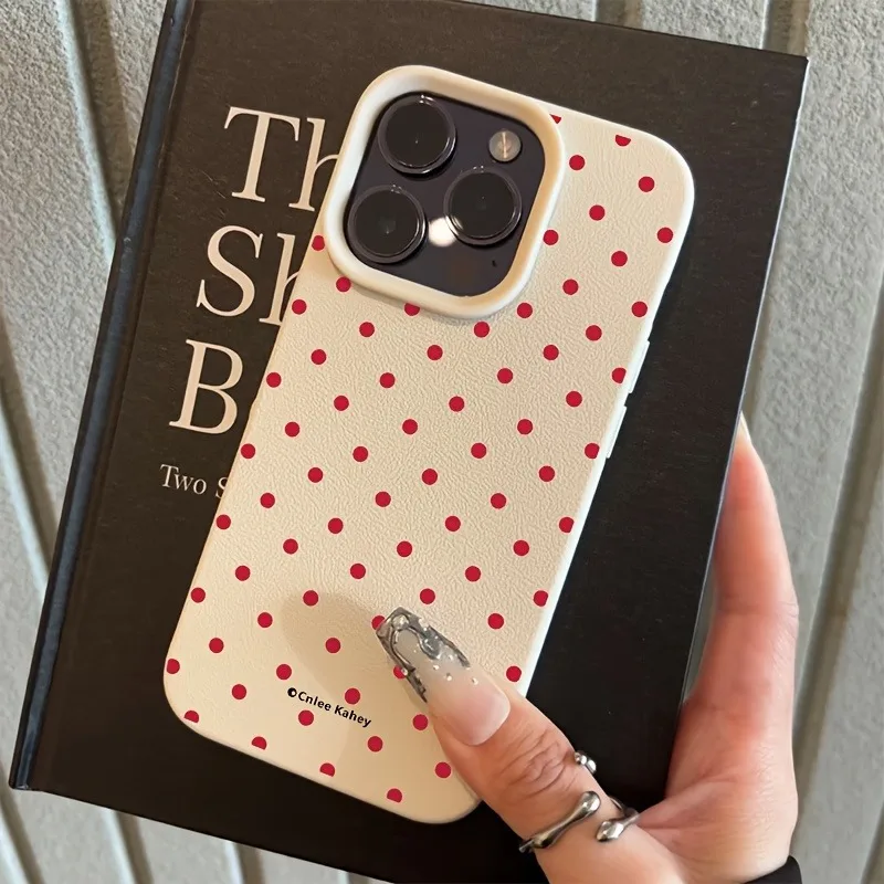 Chic Rose Red Polka Dot Design Lichee Pattern Phone Case For iPhone 17 16 15 14 13 12 11 Pro Max XS X XR 16E 16 Plus 17Air Cover 6