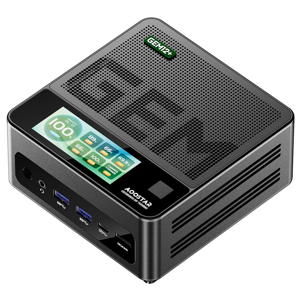 AOOSTAR GEM12+ Pro Mini PC with Display Fingerprint Unlock