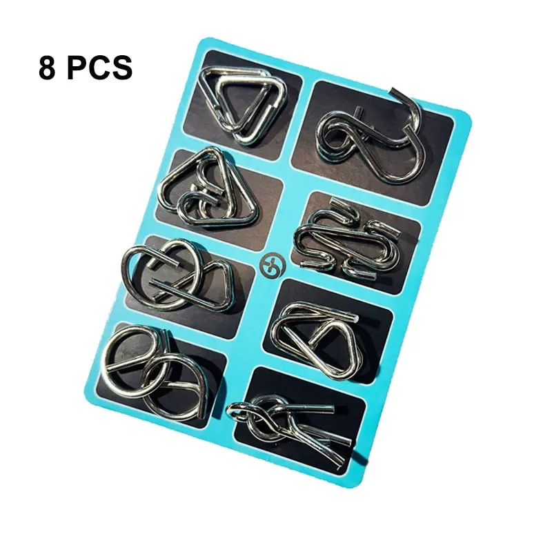 8 Pcs Jiulian Series Metal Educational Toys for Kids Intelligence Buckle Sets Decompression Unlock Fun Brain Teasers