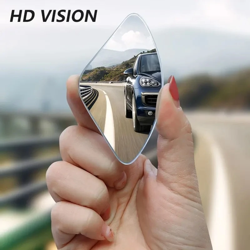 Car Mirror 2pcs Wide Angle 360&deg; Adjustable Auxiliary Rearview HD Frameless Small Round