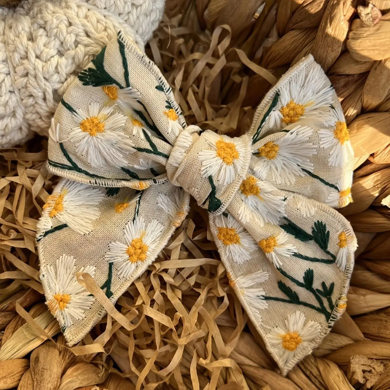 Embroidery Bow Baby Hair Clip For Girls Princess Daisy Hairclips Toddler Hair Pin Kids Hair Accessories Children Headwear 3